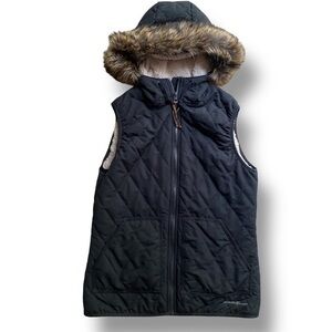 Eddie Bauer Fleece lined quilted vest with hood